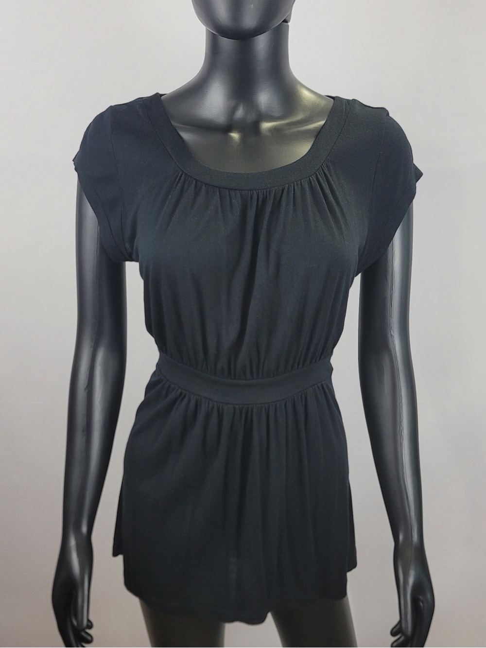 Size Large THE LIMITED Black Women's Short Sleeve Elastic Waist Dress Top